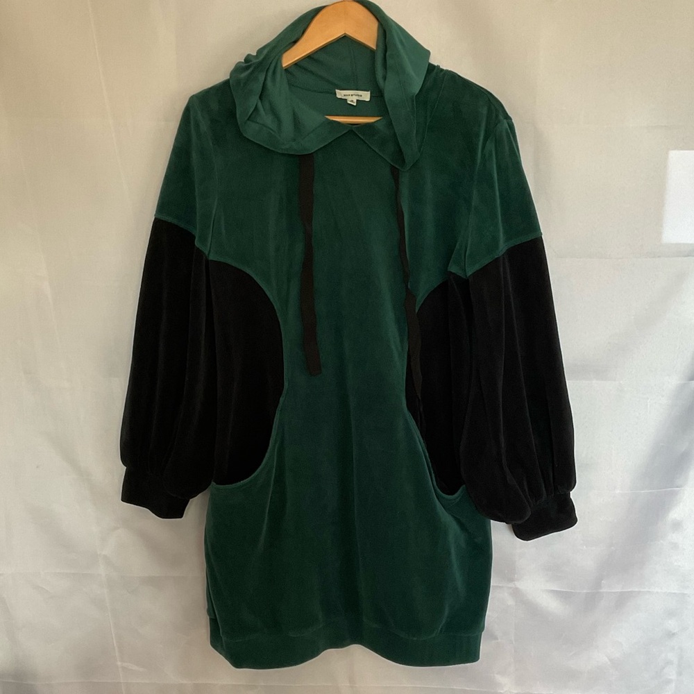 Max Studio Velour Balloon Sleeve Tunic Hoodie